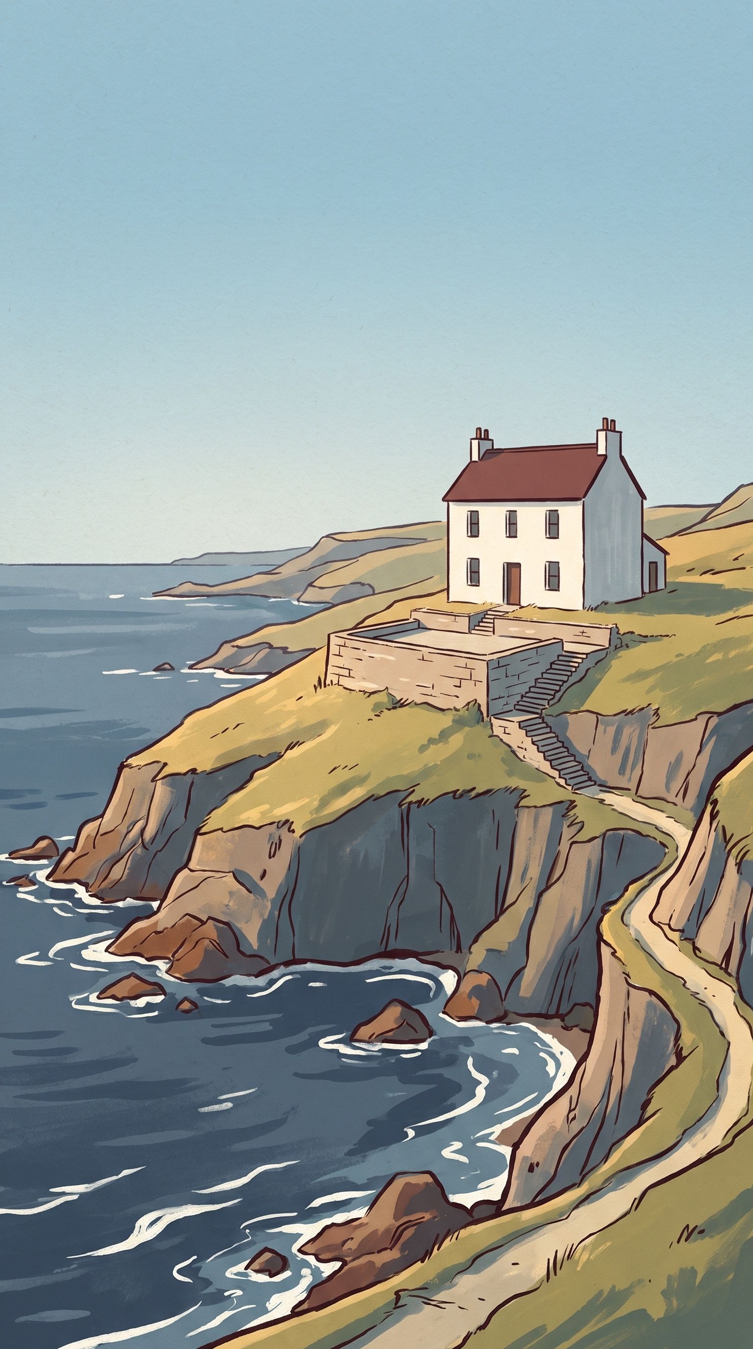 Painted setting: Gullscar House, on the cliffs above Trennick Cove.